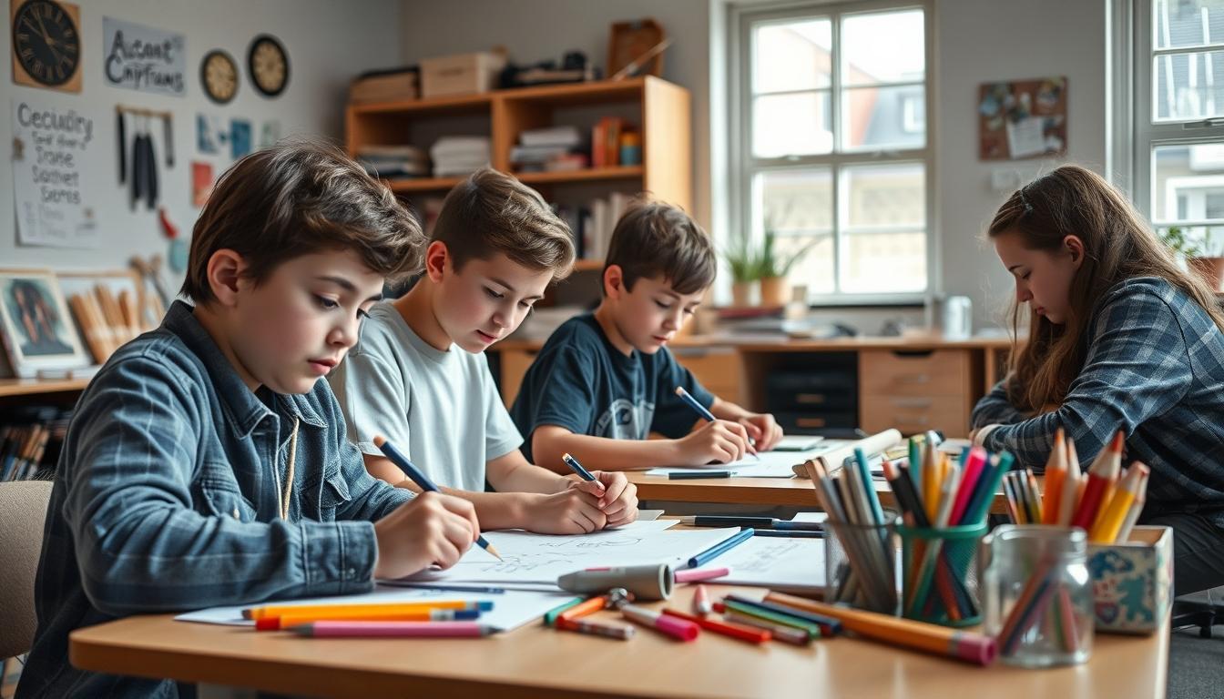 Students working in research laboratory